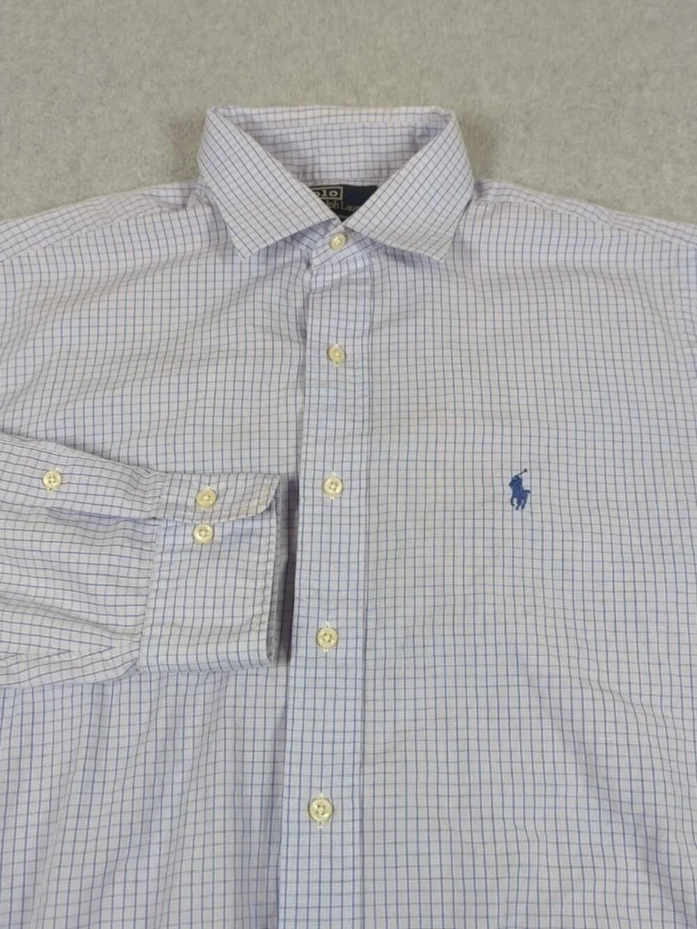 Vtg Polo Ralph Lauren Philip Shirt Men's 17 34/35 Gingham Check Dress Button Up